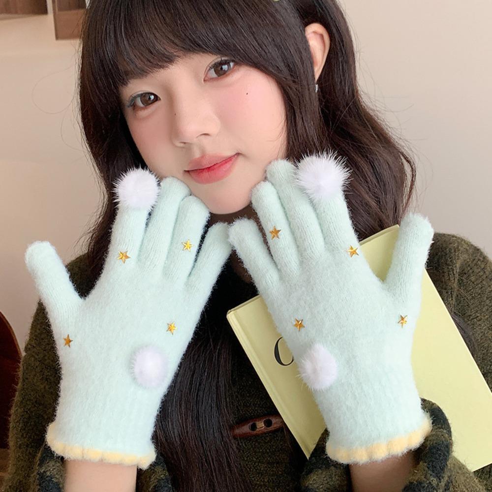 Touch-screen Warm Knitted Gloves Cold Protection Girls Winter Gloves Full Fingers Mittens  Cycling