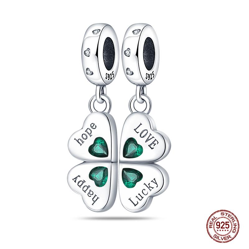 Fashion Copper Lucky Four Leaf Clover Series Charms Beads Fit Qikaola Original Bracelet Fine Diy Birthday Jewelry