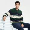 Fila Tennis Fashion Classic Retro Sports Leisure Striped Loose Versatile Comfortable Knitted Sweater Men sweater Pine-Green A11M543406FDG