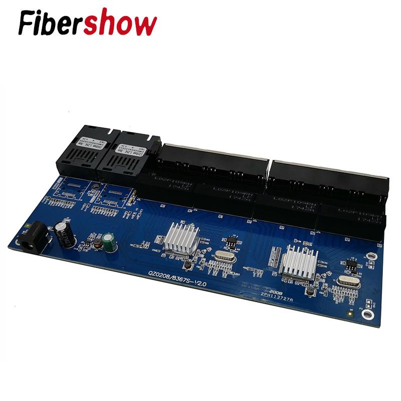 Gigabit Ethernet switch Fiber Optical Media Converter PCBA 8 RJ45 UTP and 2 SC fiber Port 10/100/1000M Board PCB