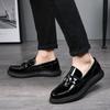Patent Leather Fashion Casual Foot Leather Shoes Business Pointed Lazy One Pedal Men'S Shoes One Piece 9203-X