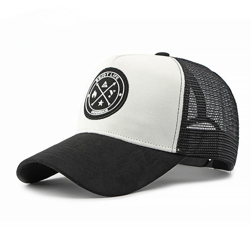 Unisex Suede Mesh Trucker Hat Breathable Baseball Cap for Men Women Outdoor Sun Protection Structured Peaked Cap Korean Casual Sports Hat