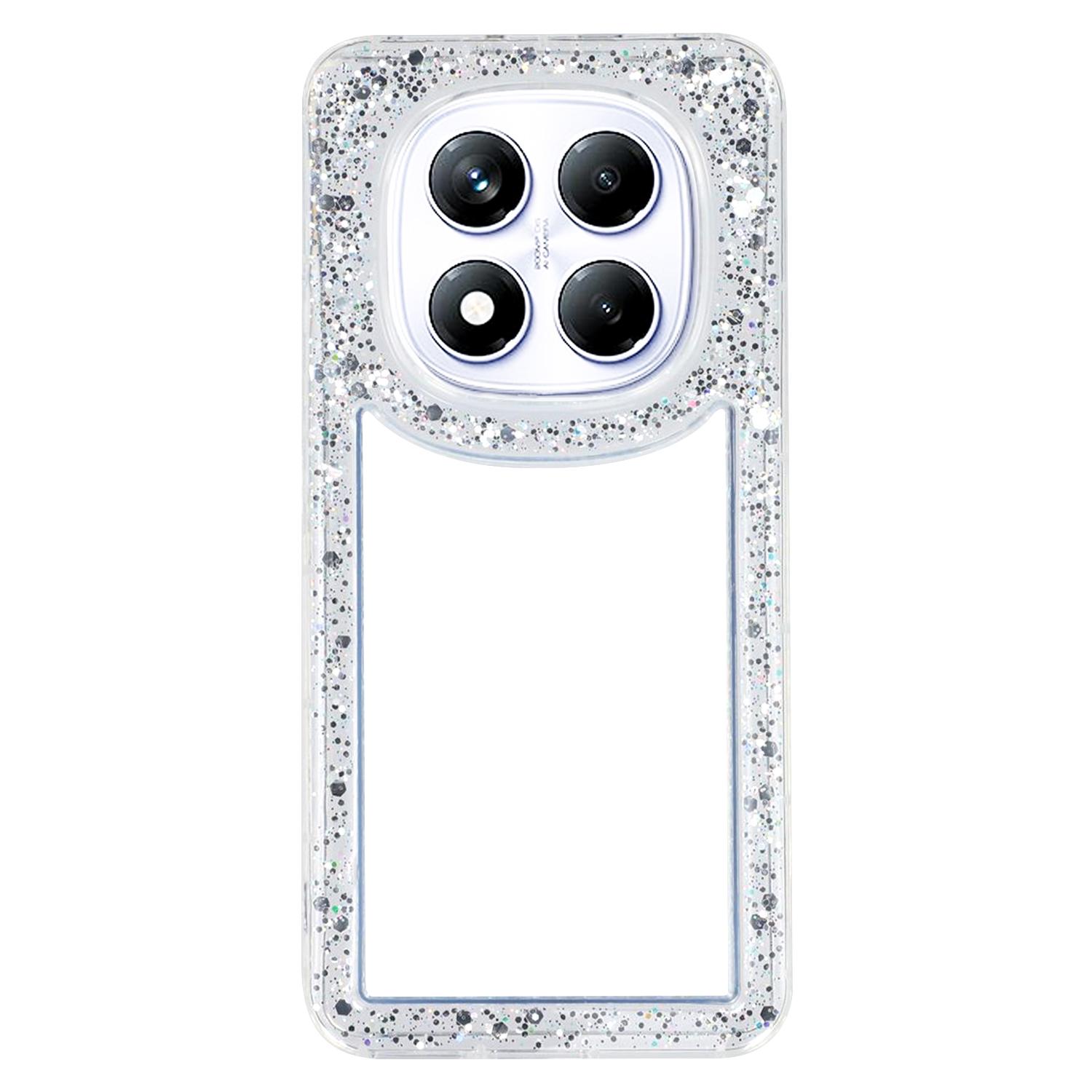 

For Xiaomi Redmi Note 14 Pro 5G/Poco X7 5G Case Glitter Epoxy Soft TPU Clear Back Cover White