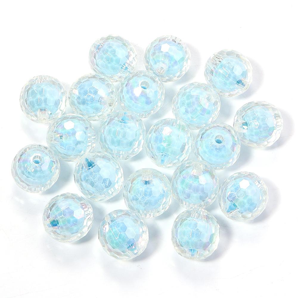 

20pcs/lot 16mm AB Colored Faceted Beads Loose Spacer Acrylic Ball Beads For DIY Charms Bracelet Keychains Jewelry Accessories синий