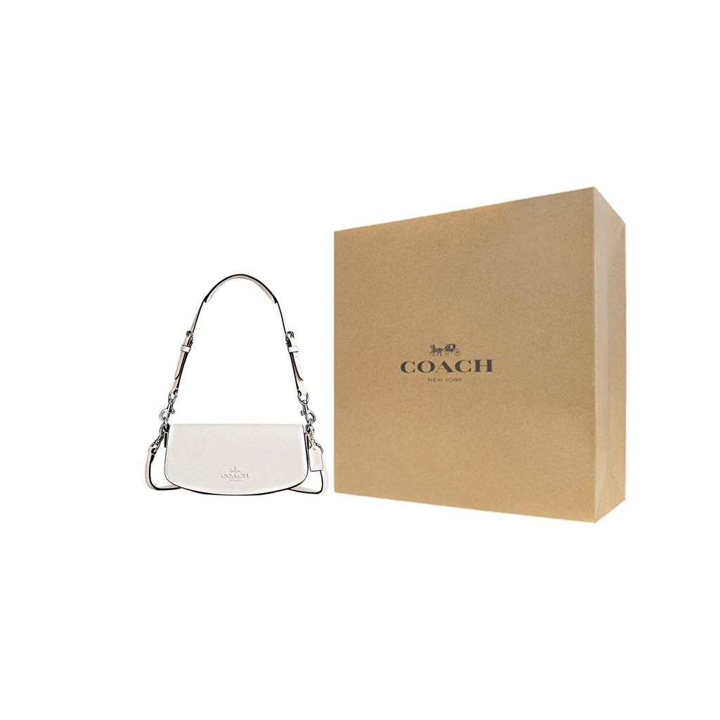 Coach Andrea 21 Monochrome Logo Leather Shoulder Crossbody Handbag Small Women Handbags White CT757-SVHA