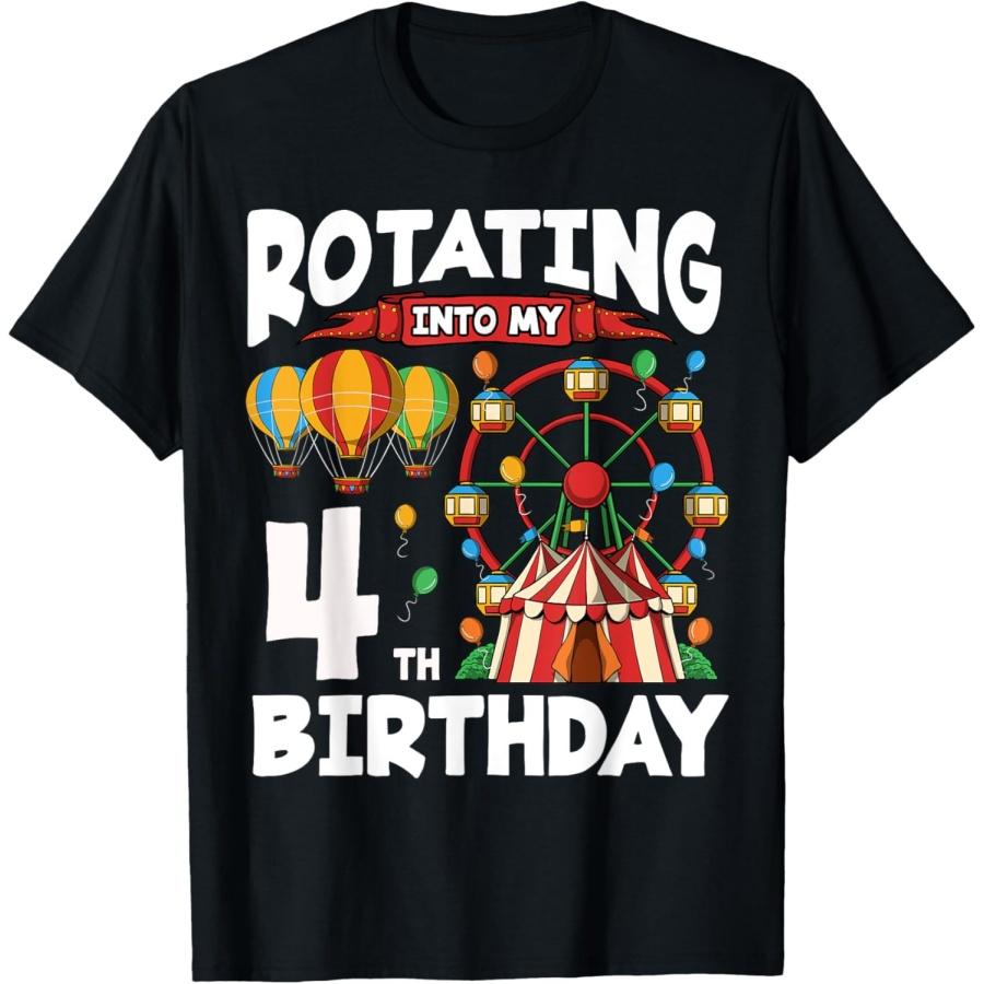 

4th Birthday Ferris Wheel Circus for 4 Year Old Boys Girls T-Shirt XXXXXL чорний