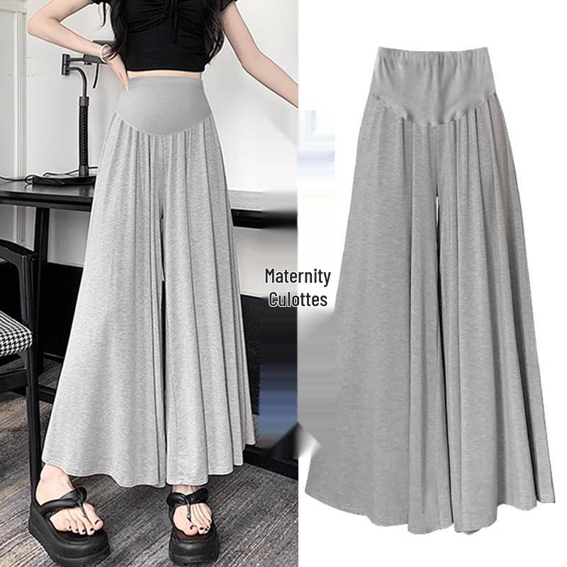 Versatile Summer Maternity Wide-Leg Pants Skirt - Casual, Slimming, and Loose Fit