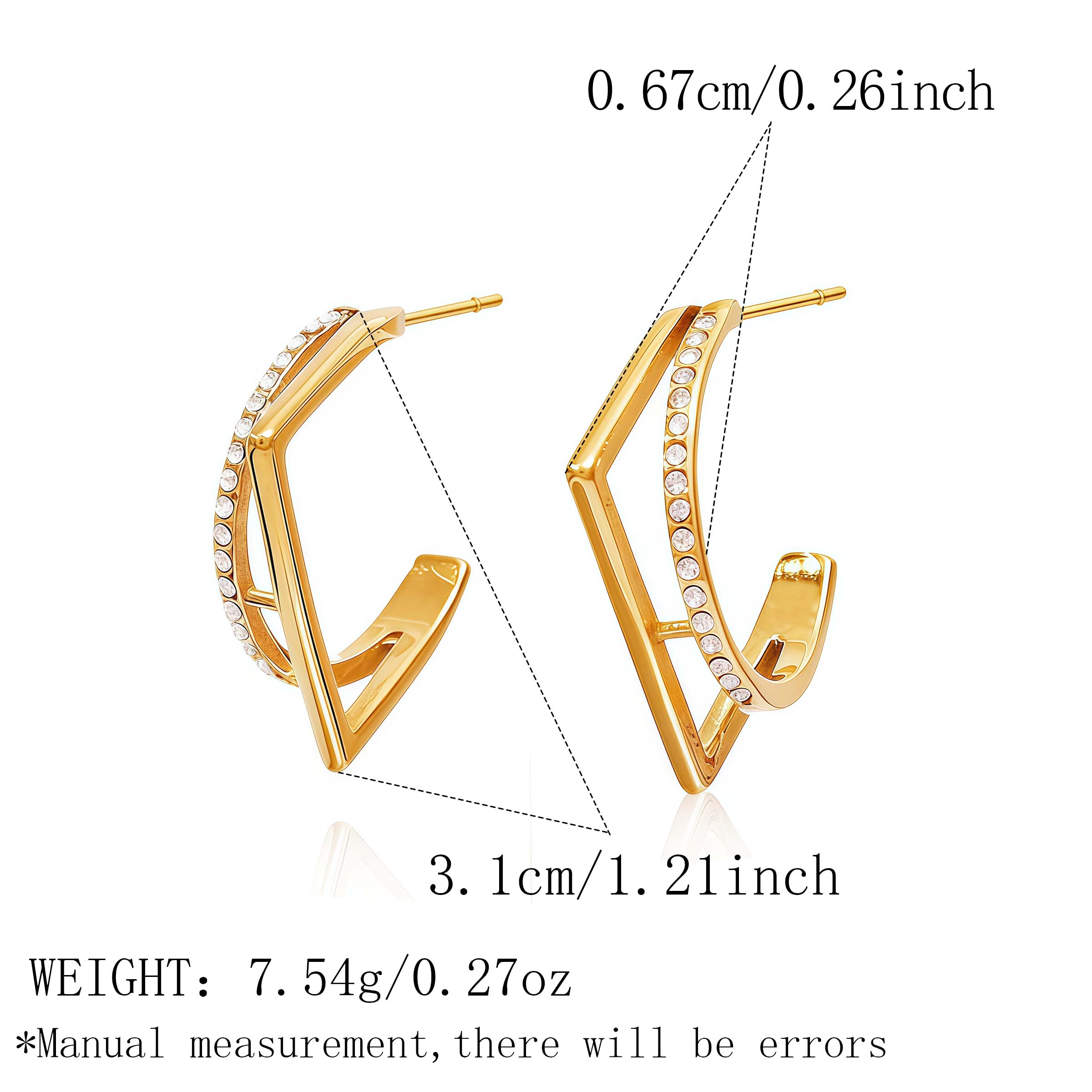 

Stainless steel Elegant Geometry Design Zircon Earrings for Women Double-layer Earring Everyday&Formal Party Zircon Gifts 2026