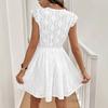 Europe, America 1011 summer new knitted jacquard hollow V-neck elastic lace short dress dress women