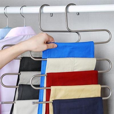 Warstwy ze stali nierdzewnej Spodnie Wieszak krawat Ubrania Organizer na stojaki Szafa do oszczędzania miejsca Srebrna