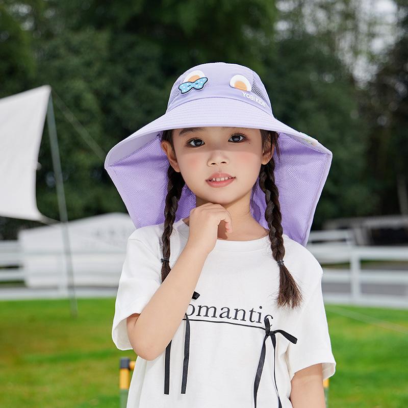 Children's Hat Summer Cartoon Sun Protection Sun Hat Face Protection UV Mesh Breathable Boy and Girl Shawl Hat