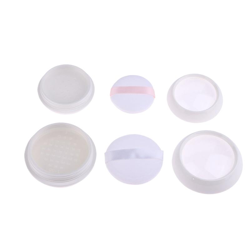 Loose Powder Box Containers Compact Empty Case White Portable Travel Storage Box With Sieve Powder Puff For Diy Makeup Powder