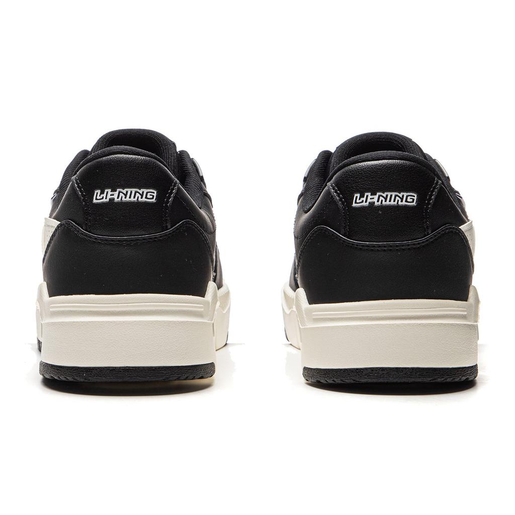 Li Ning Common 80s Fashion Trend Slip Resistant Abrasion Resistant Low Top Skateboard Shoes Men's Black White AGCU157-1
