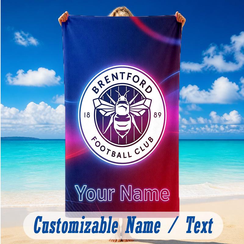 Beach Towel Custom Name Text, Quick Dry Large Towel For Beach HomeBrentford Football