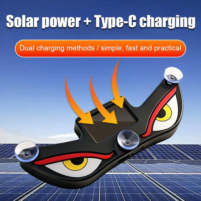 Solar Powered Suction Cup Car Neon Light Wireless Demon Eye LED Ambient Light USB Rechargeable Atmosphere Breathing Lamp Decor