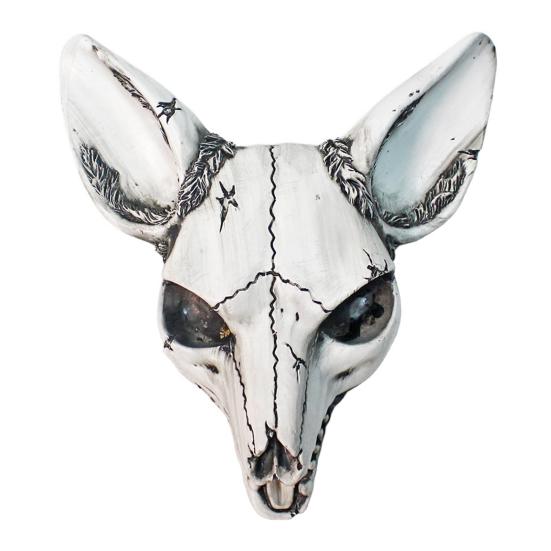 

3D Настенная скульптура черепа лисы Домашний офис Гостиная Настенное искусство Декорация Хэллоуин Жуткий череп животного Полимерная фигурка Статуэтка Настенное украшение белый