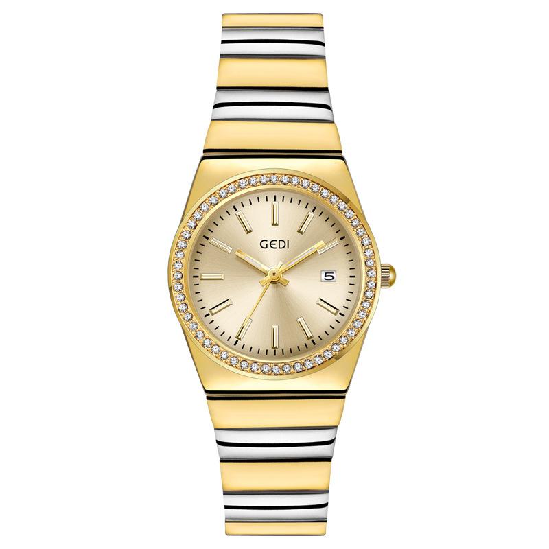 Light Luxury Calendar Room Gold Steel Belt Watch Niche High-End Bamboo Belt Watch Women S Waterproof Quartz Watch