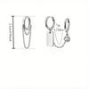 1 Pair of Fashionable Retro Round Chain Earrings and Ear Clips, Paired with Cool and Simple Hip-hop Style, Asymmetrical Earrings