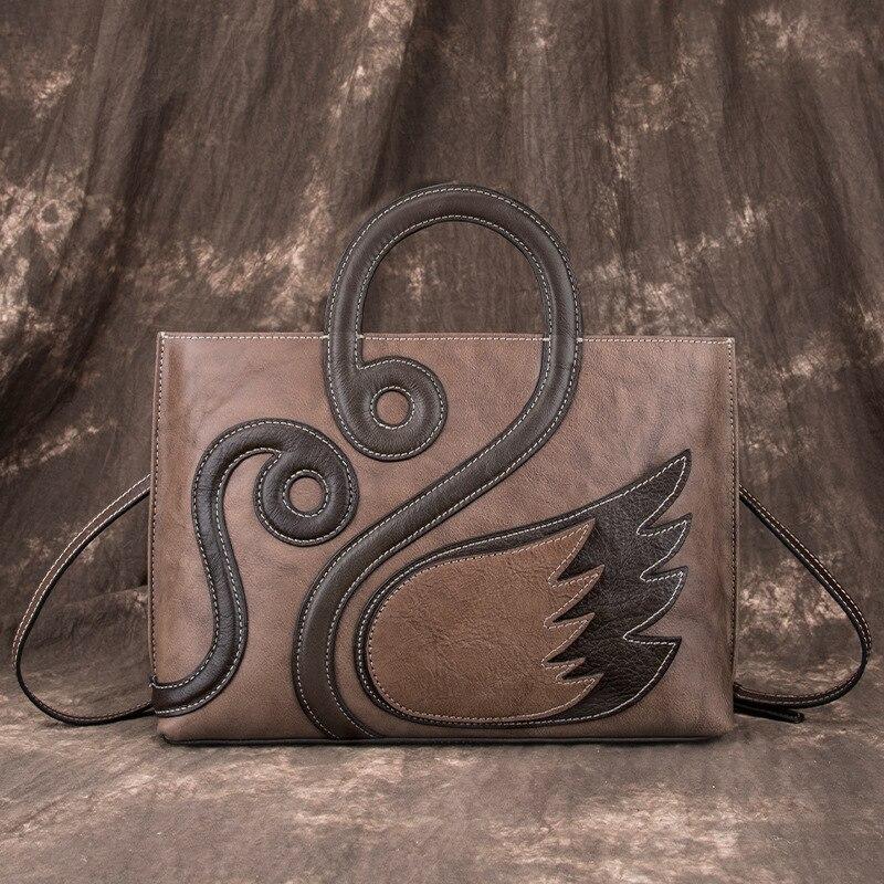 Johnature Retro First Layer Cowhide Luxury Women Handbags Genuine Leather Large Capacity High Quality Shoulder Bags