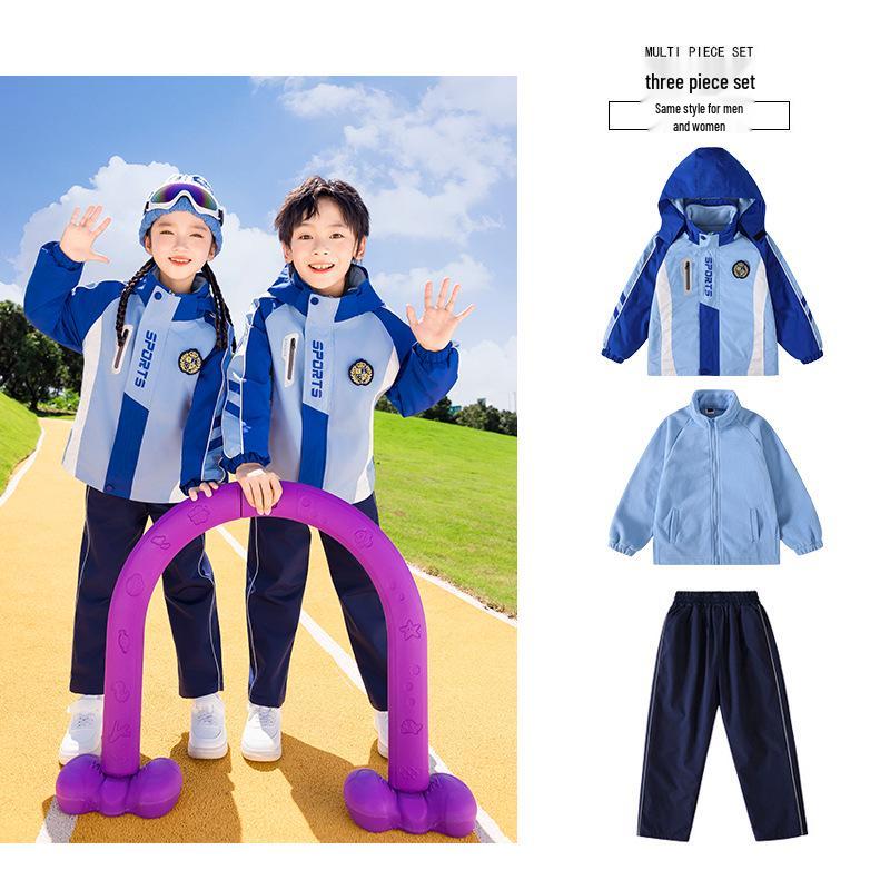 2025 Children's Windproof Winter Jacket & School Uniform 3-Piece Set for Kindergarten & Elementary Sports Day