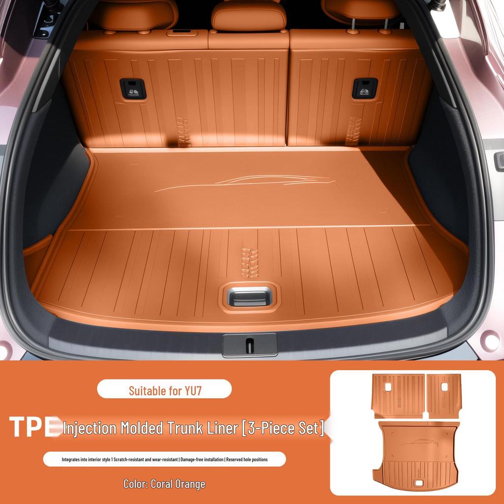 Compatible with Xiaomi YU7 TPE Trunk Mat: Dirt-Resistant Rear Floor Mats & Backrest Pad Interior Accessory