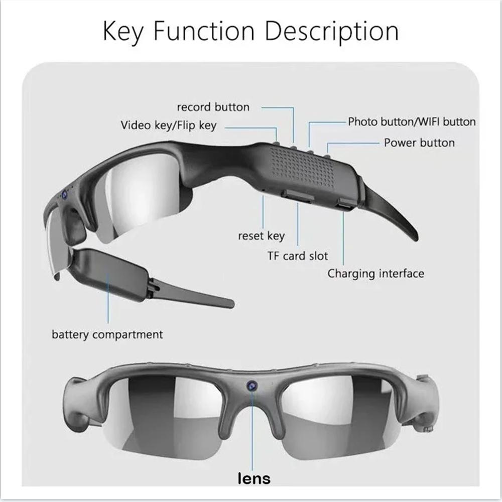 HD 1080P Glasses WIFI Camera Outdoor Bicycle Motorcycle Security Protection Sunglasses Video Camera Polarized Lens Sports Cam