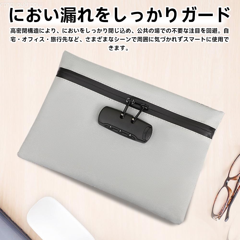 Fireproof and waterproof lockable pouch with lock and ideal for storing and other x wallet, passports, bankbooks, valuables. (Gray, 24.5 16.5 cm)