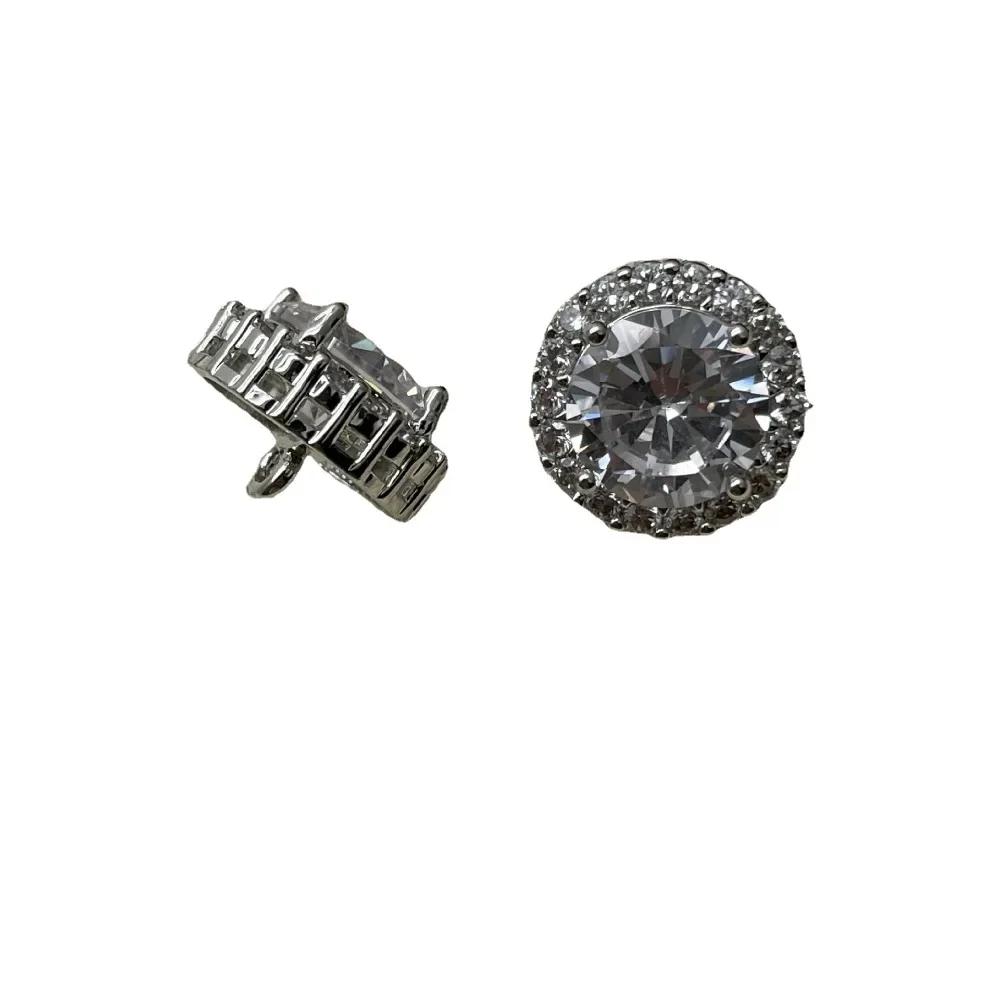 Glänzende luxuriöse Zirkonknöpfe 12,5 mm runde Messing-Ösenknöpfe Damenkleidung Dekorative Knöpfe