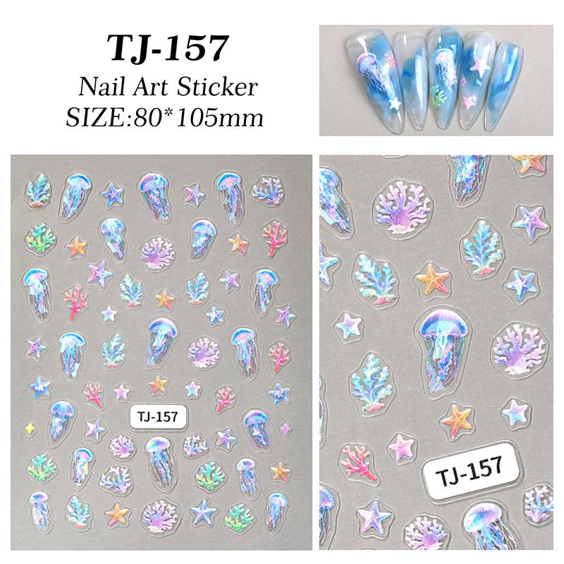 

Мультяшные океанские наклейки для ногтей рельефные 5D летние морские звезды ракушки цветные наклейки для ногтей украшения аксессуары сделай сам as the picture