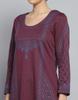 MONTE CARLO Womens Self Design Wine Round Neck Full Sleeve Kurti