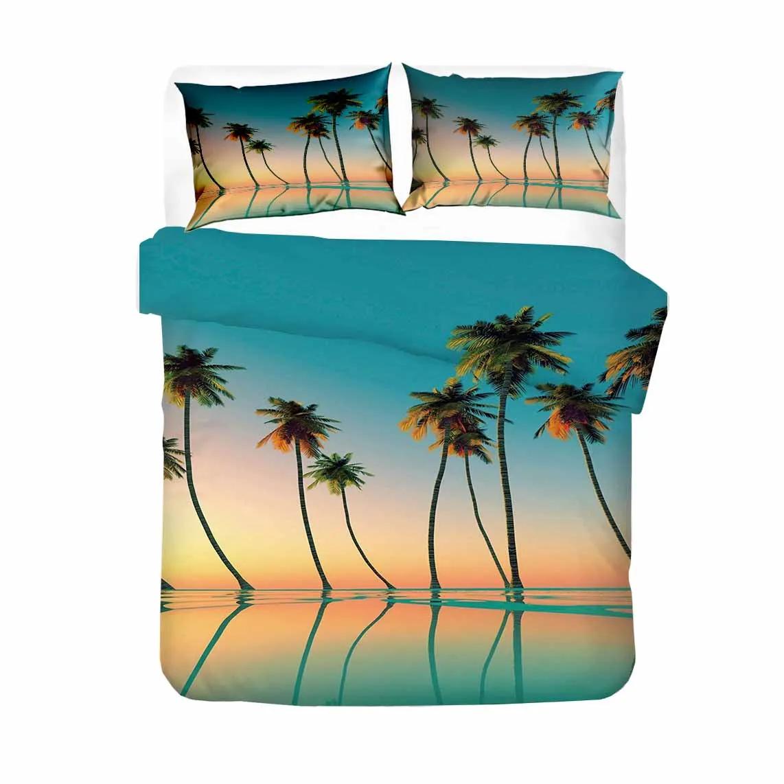 

Breathable Durable Queen King Quilt Comforter Scenery Tree Bedroom Beach Ocean Bed Linens Bedclothes Size Sets Comforter (quilt)-EU Single(135*200cm)3pcs