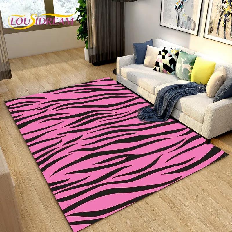 Tapis de Zone Grand Série Couleur 3D Motif Zèbre, Tapis pour Salon Chambre Cuisine Décoration Paillasson, Tapis de Sol Antidérapant