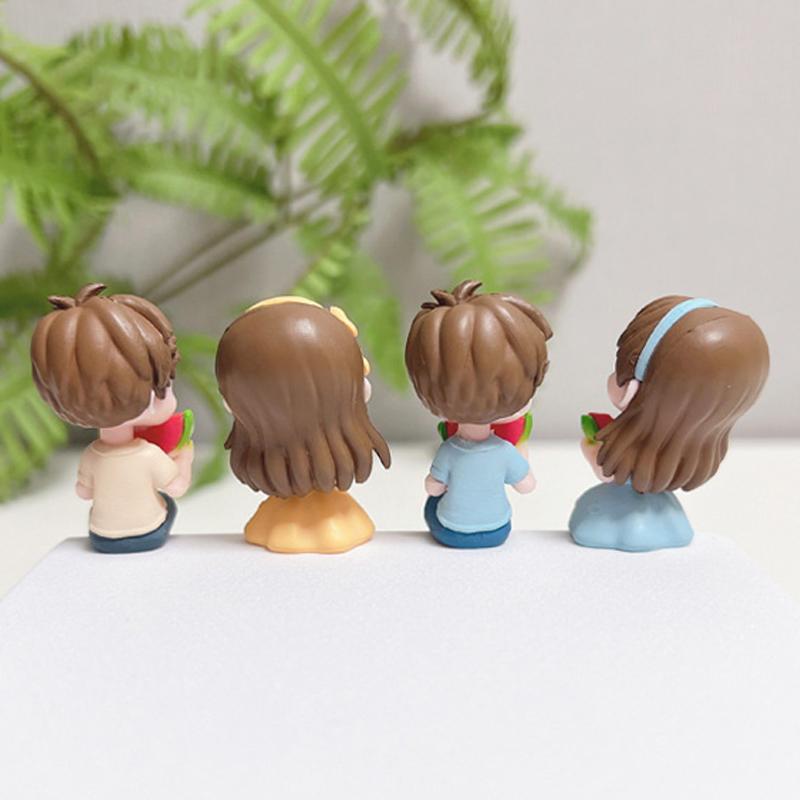 1 Paar Wassermelonen essende Figuren Paar Liebende Figuren Paar Miniatur Junge Mädchen Modell Prinzessin Fee Garten Auto Ornamente