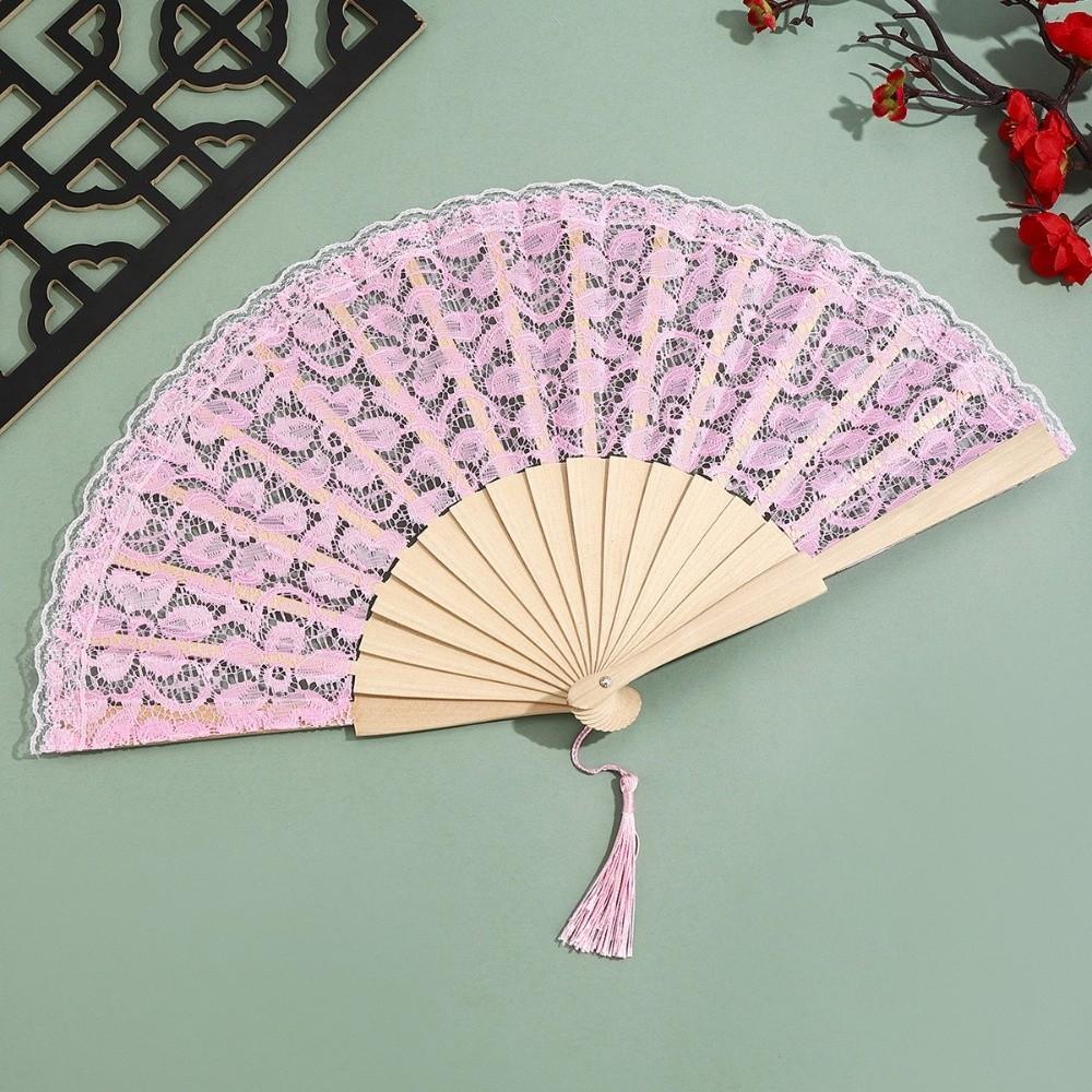 Leichter Faltenfächer mit Spitzenbesatz Handfächer für Tanz Elegante Antike Faltenfächer Fotografie
