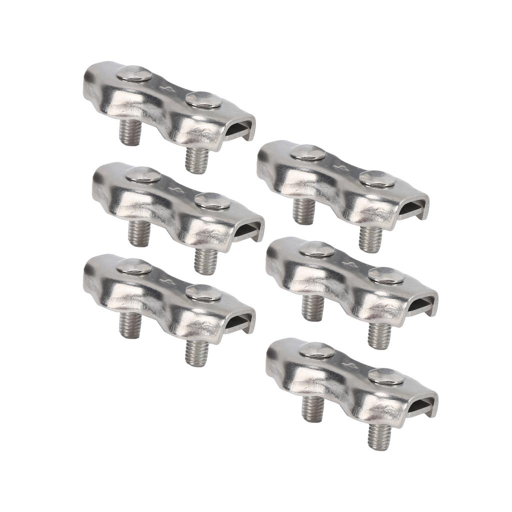 6pcs Duplex Wire Rope Clip Cable Clamps Stainless Steel Duplex 2‑Post Cable Clamp for Wire RopeM4