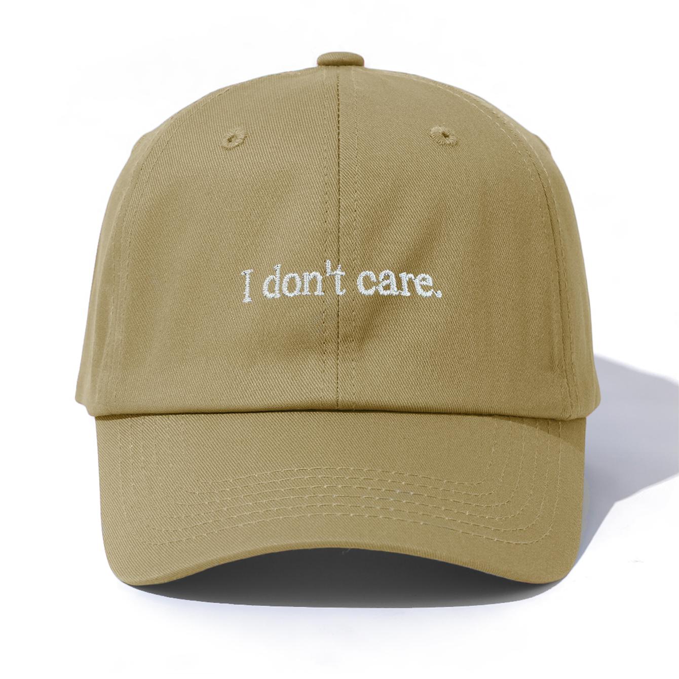 

1pc I Don t Care Embroidery Baseball Cap for Adults,Minimalist Retro Style Casual Soft Adjustable Dad Hat,Perfect As Gift хаки