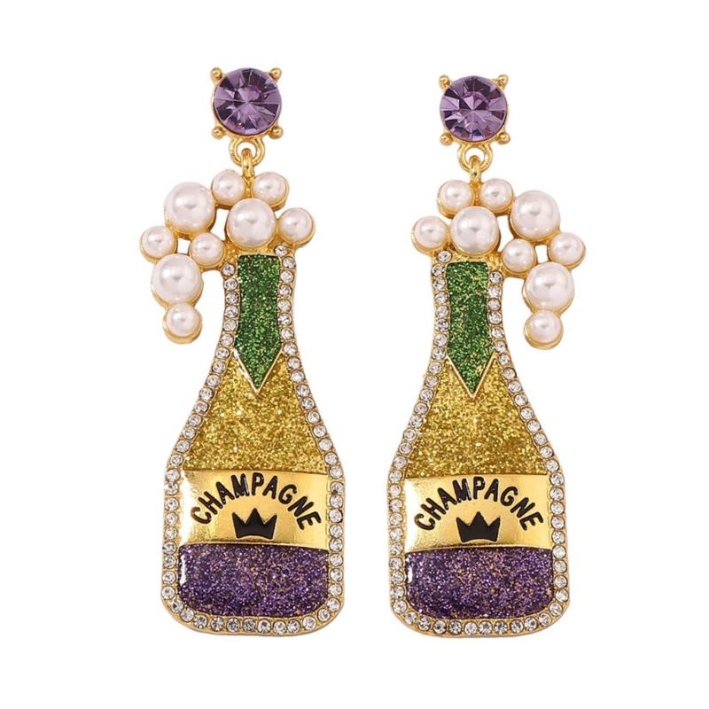 Festive Bottle Champagne Earrings Unique Designs Carnivals Stud Earrings Lightweight and Comfortable Earrings Jewelry