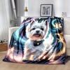 1pc. Celestial Westie Plush Blanket - Perfect for Home, Office, Outdoors, Gift Idea, Suitable for All Seasonsz041728