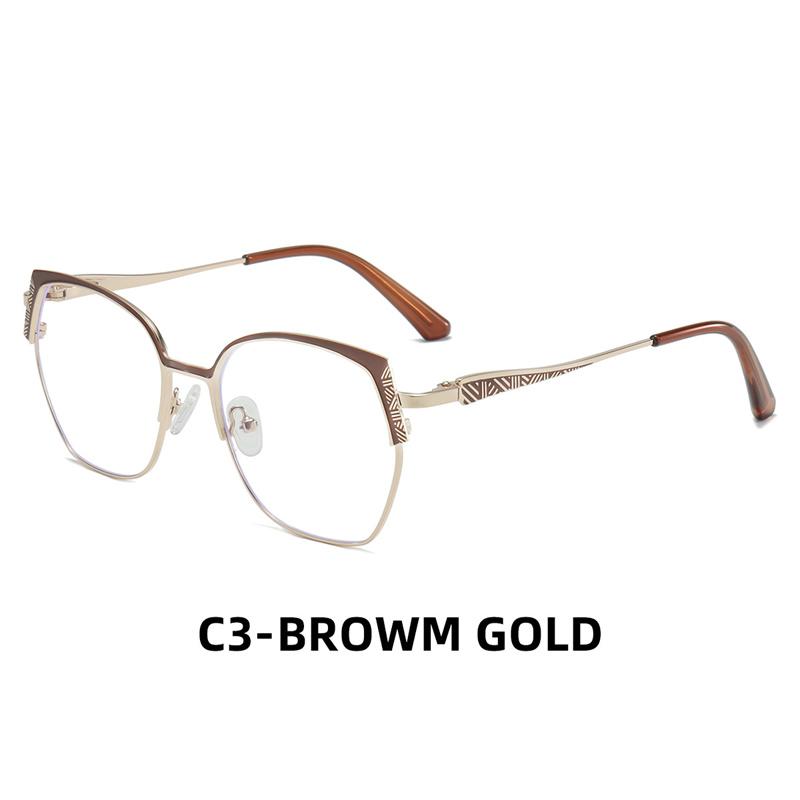 

Fashion Brand Design Eyebrows Alloy Frame Photochromic Amblyopia Anti Blue Ray Women Sunglasses Hyperopia Prescription Glasses Single Version&1.56&Anti Blue Ray