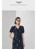 Damen V-Ausschnitt Seidenkleid - Frühjahr/Sommer Kollektion 2025, Kurzärmelig, Gefütterter Doppel-Crepe, 100% Maulbeerseide.