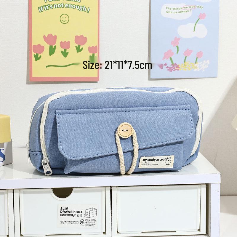 Japanese-Style Large-Capacity Pencil Case for Students - Simple Stationery Box for Elementary to High School