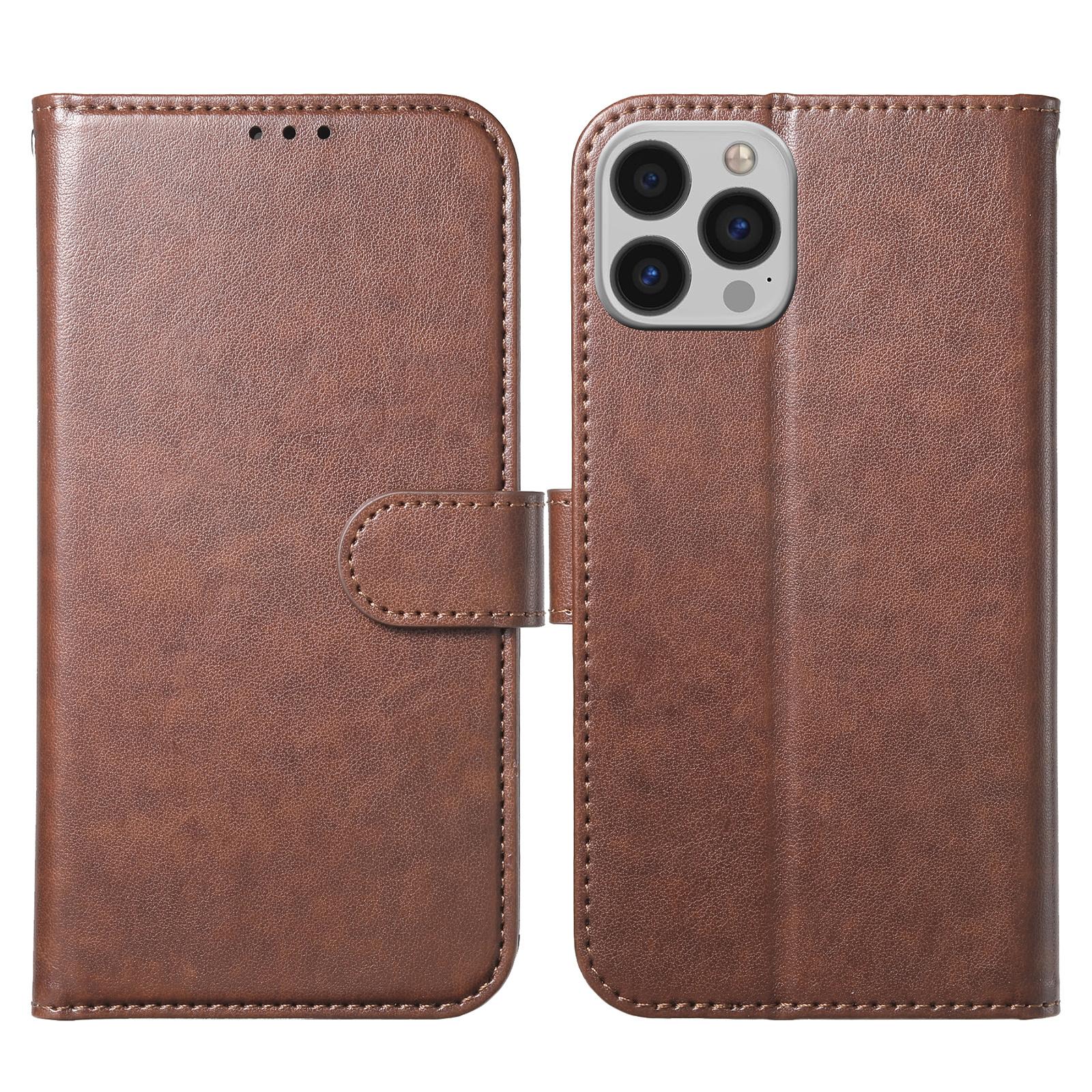 

For iPhone 16 Pro Wallet Phone Case with 8 Card Slot Stand PU Leather Folio Flip Cover Coffee