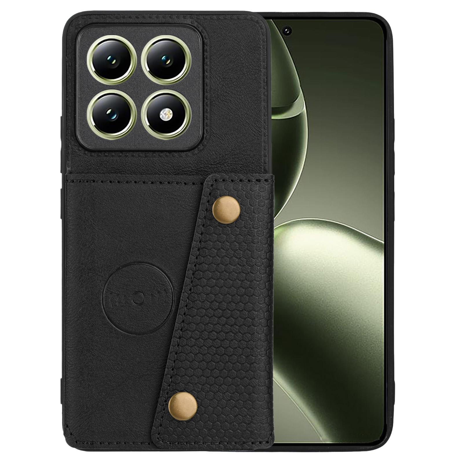 

Чехол для Xiaomi 14T с отделениями для карт, подставкой, кожаный+ТПУ чехол для телефона Black