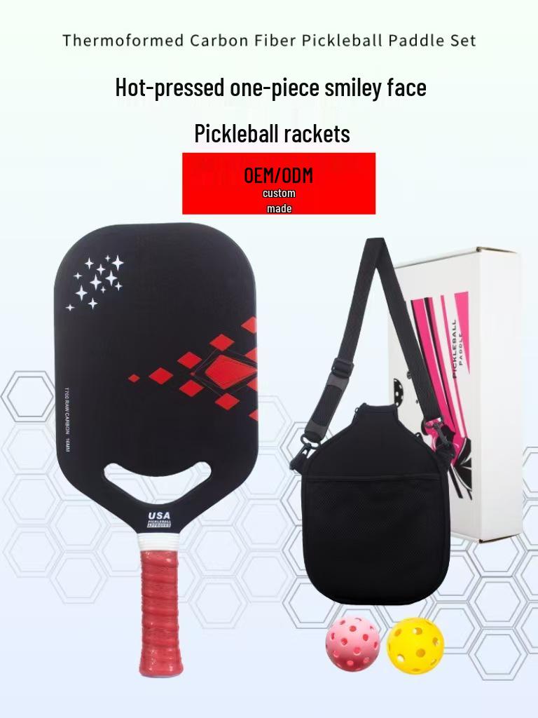 Smiley Face Professionelles T700 Carbonfaser Pickleball Schläger Set