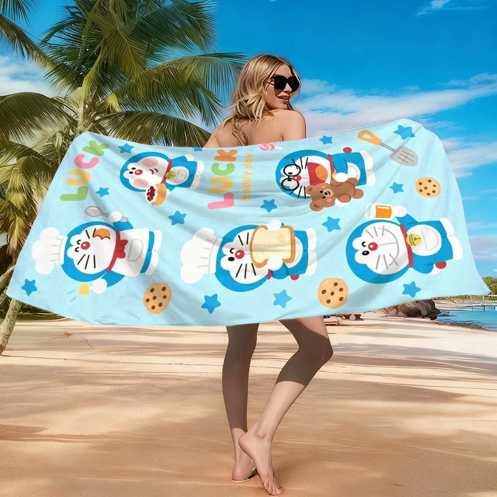 Doraemon Japanese Animation Beach Towel Quick-drying Suitable for Beach Gym Yoga Pool Summer Funny Gift for Friends And Family