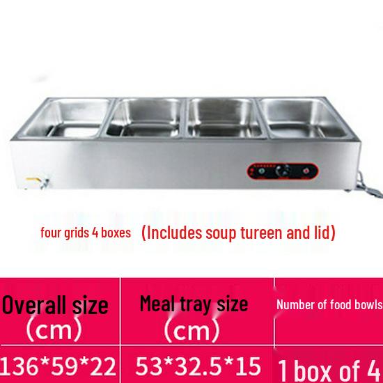 Stainless Steel Electric Food Warming Table - Multi-Functional Countertop Heater for Soups & Dishes.