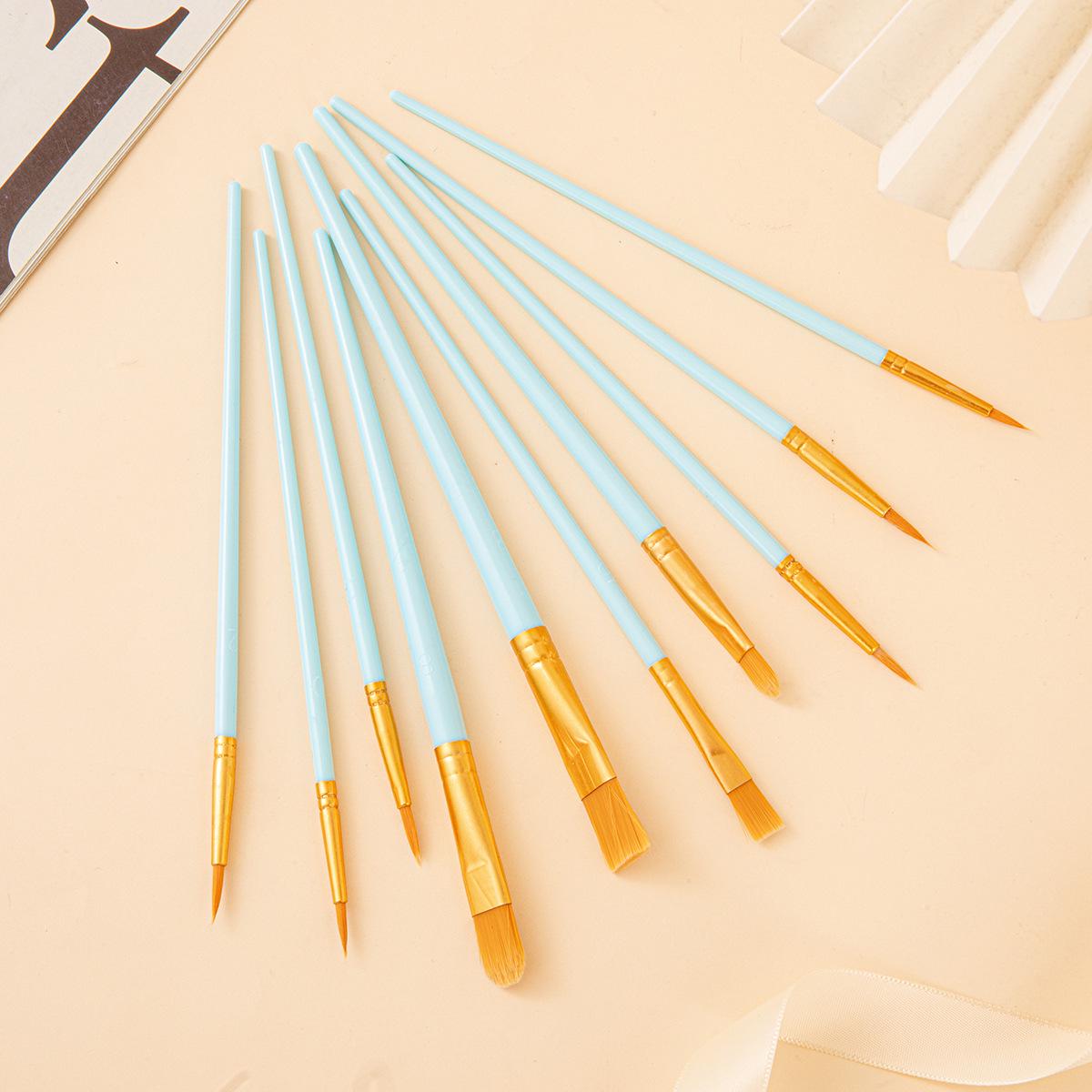 10-Piece Pearlescent Nylon Hair Brush Set for Watercolor, Gouache, and Oil Painting 10 Brush Set (One Set)