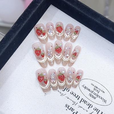 Pure Hand-made Pinching Craftsmanship Cute Strawberry Three-dimensional Hand-painted Big Strawberry Cat Eye Pure Desire Nail Art Sticker