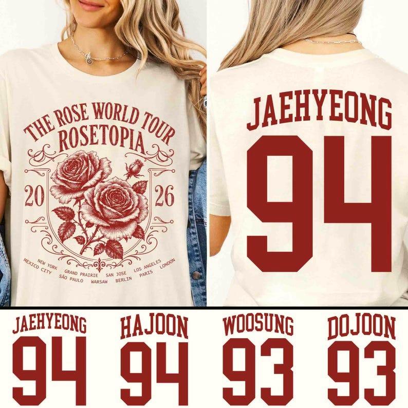 Футболка The Rose Rosetopia World Tour 2026 Футболка участника The Rose Kpop Футболка The Rose Blue Moon Ретро Футболки Хлопковые Оверсайз Готические 4XL