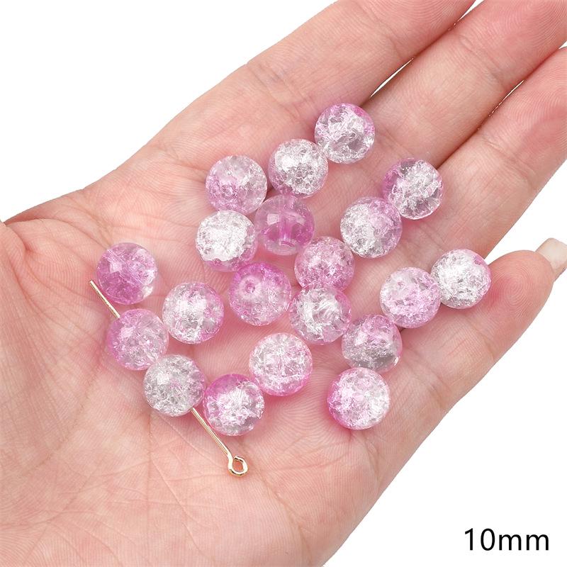Transparent Pink Glass Round Beads: Crystal, Wheel, Bamboo for DIY Bracelets